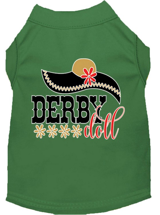 Derby Doll Screen Print Dog Shirt Green XXL